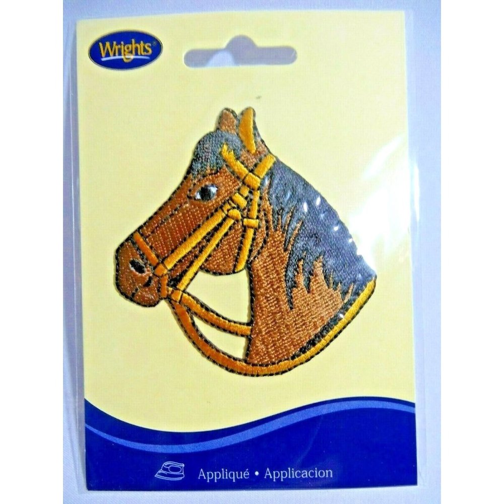Wrights Brown Horse Head Fabric Applique Iron On Application Sewing Craft NIP
